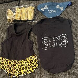 Stylish Black and Leopard Dog Outfit Set